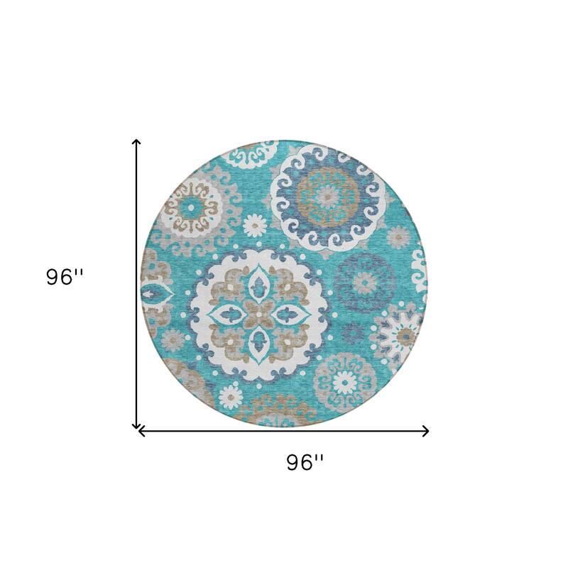 HomeRoots Floral Medallion Transitional Rectangle Outdoor Rug