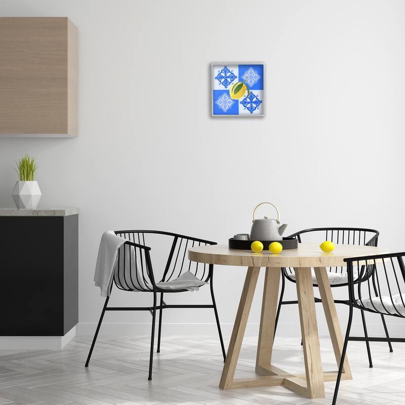 Stupell Lemon over Geometric Tiles Framed Giclee Art Design By Ashley Singleton