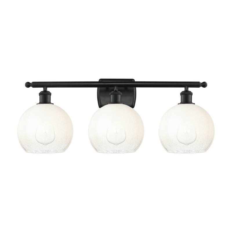 Innovations Lighting Endless Possibilities Ballston - Brookhaven Globe - 3 Light 28" Bath Vanity Light - Matte Black/Opal