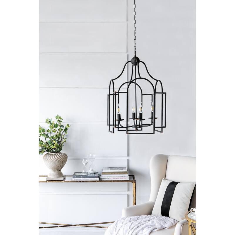 17.3x17.3x28.7" Malin Entry 4-Light Chandelier, Hanging Light Fixture, Bulb Not Included