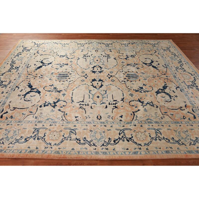Hand Knotted Oriental 100% Wool Carpet Traditional All-Over Oranges & Rust Ziegler Area Rug - 9' 10'' X 8' 1''