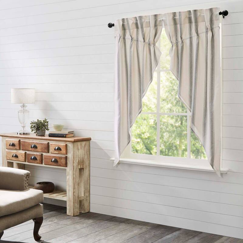 Grace Grain Sack Stripe Prairie Short Panel Set of 2 63x36x18 - White