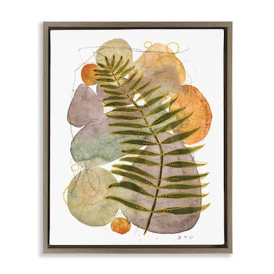 Stupell Abstract Fern & Pebbles Framed Floater Canvas Wall Art Design by Jocelyn Benford