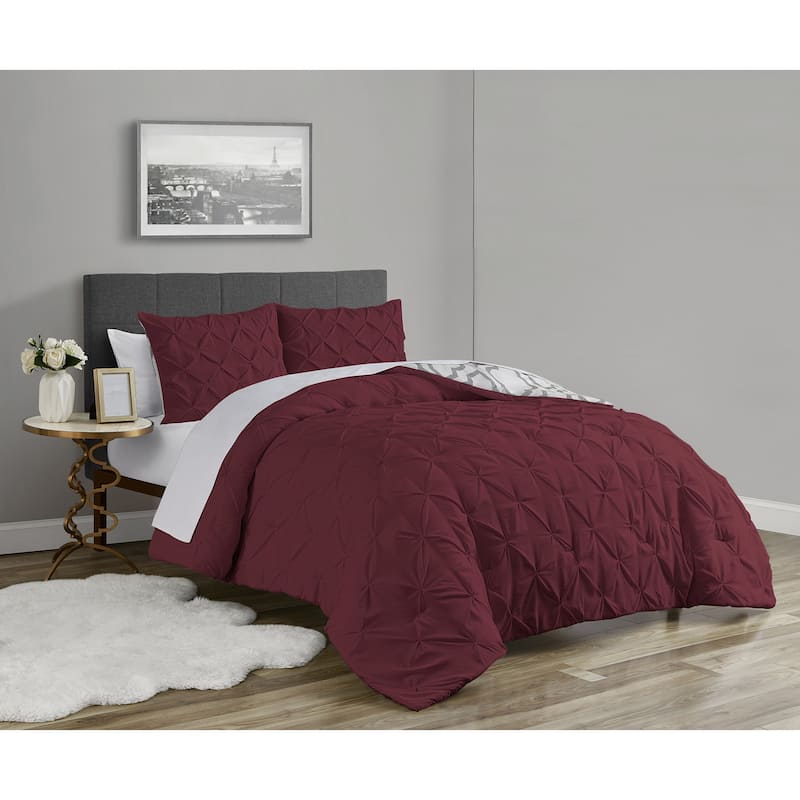 Geo Burgundy Reversible 3 piece comforter set