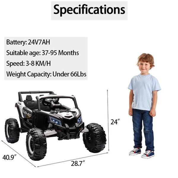 dimension image slide 2 of 3, 24V Ride On UTV Car, Battery Powered Electric Vehicles