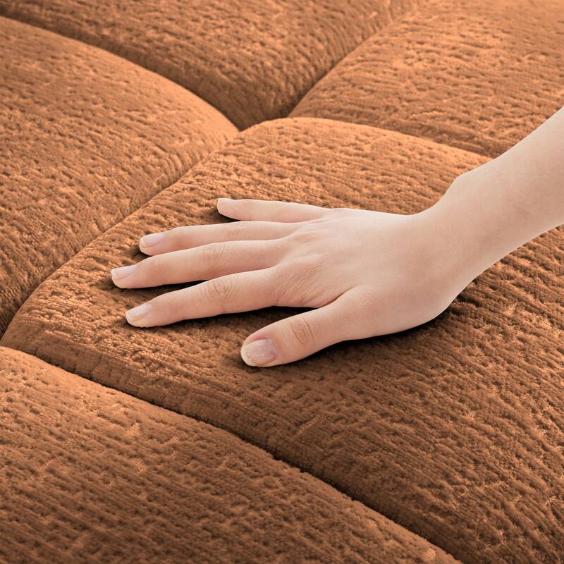 Modular 4-Seat Chenille Sofa Set with 2 Ottomans, High-Resilience Cushions and Solid Wood Frame