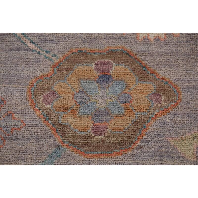 Hand Knotted Oriental 100% Wool Carpet Transitional All-Over Purples Oushak Area Rug - 9' 10'' X 8' 1''
