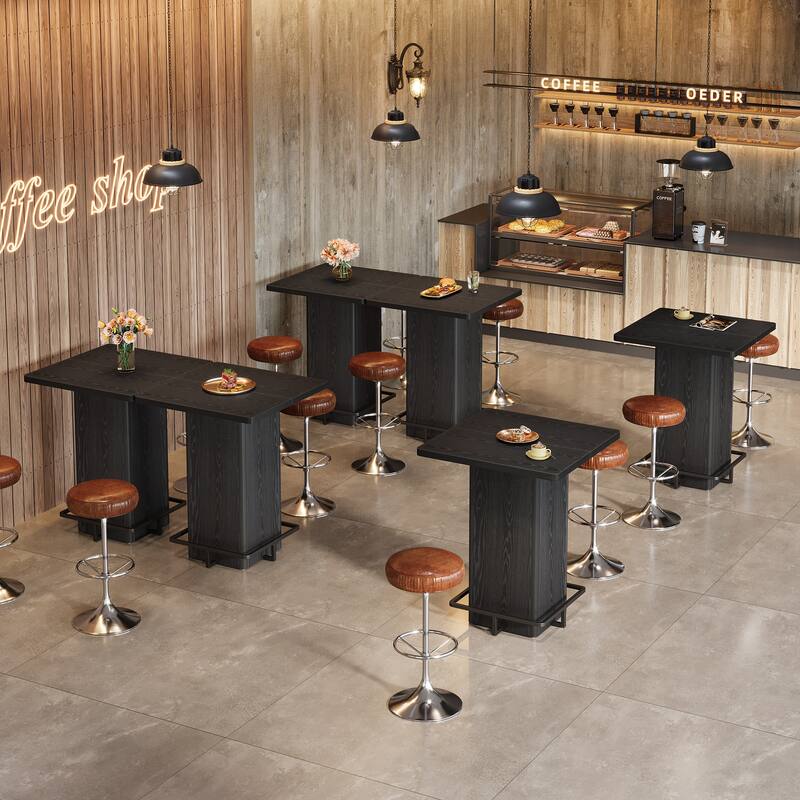 High Wood Bar Table, Bistro Pub Table, Dining Coffee Cocktail Living Room Accent Pub Desk