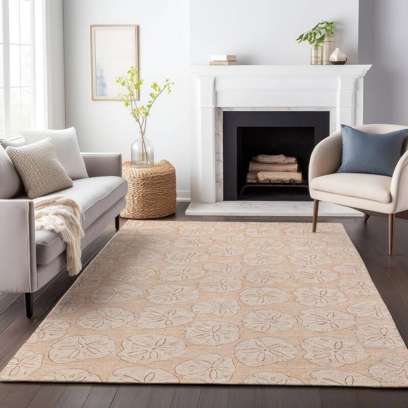 Premium Washable Super Soft Coastal Seashell Imprints Mayfield Rug