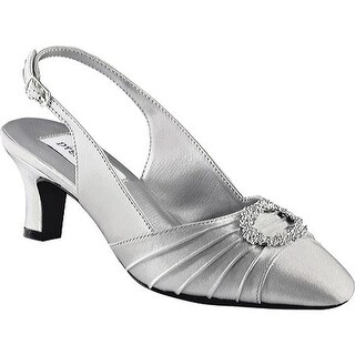 silver satin wedges