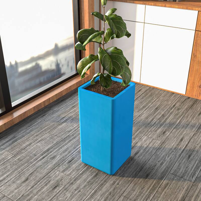 Marquee Succulent and Herb Fiberstone MGO Clay Square Planter Pot with Drainage for Indoor Outdoor Home Office Patio Porch Decor