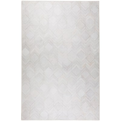 Laredo Chevron Diamond Faux Hide Patchwork Area Rug.