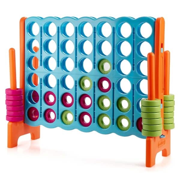 slide 2 of 10, Gymax Jumbo 4-to-Score Game Set Giant 4 in A Row Kids Adults w/ 42 Blue/Orange - Kids