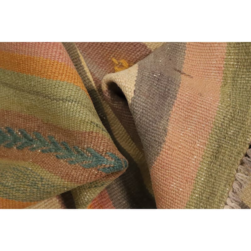 Hand Woven Oriental 100% Wool Carpet Southwestern Tribal Multi-Colored Kilim Area Rug - 10' 7'' X 5' 9''