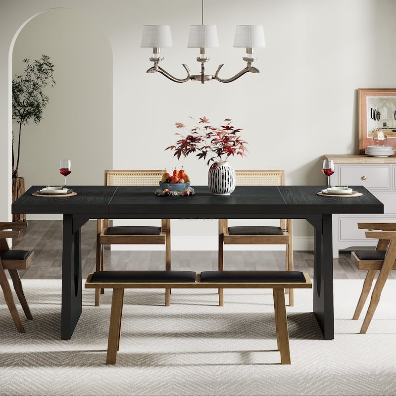 Oak Large Dining Table Wood Rectangular Kitchen Table for Dining Room