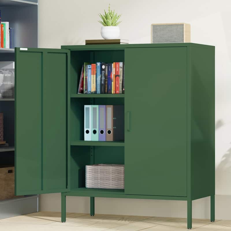 Versatile Metal Storage Cabinet for Various Spaces and Demands - Army Green