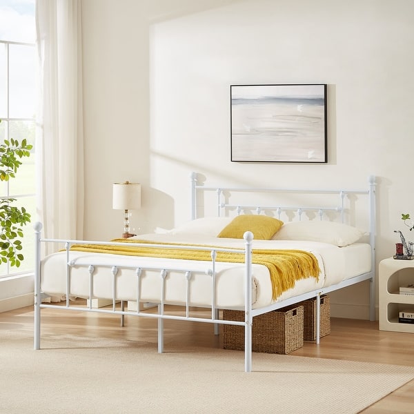 17/mo - Finance Z-hom Queen Bed Frame with Modern Wood Headboard & Footboard, Upgraded Heavy Duty Metal Sturdy Bed Frame Queen Size, Stable Platform Bed Furniture Bed Storage, No Noise, No Box