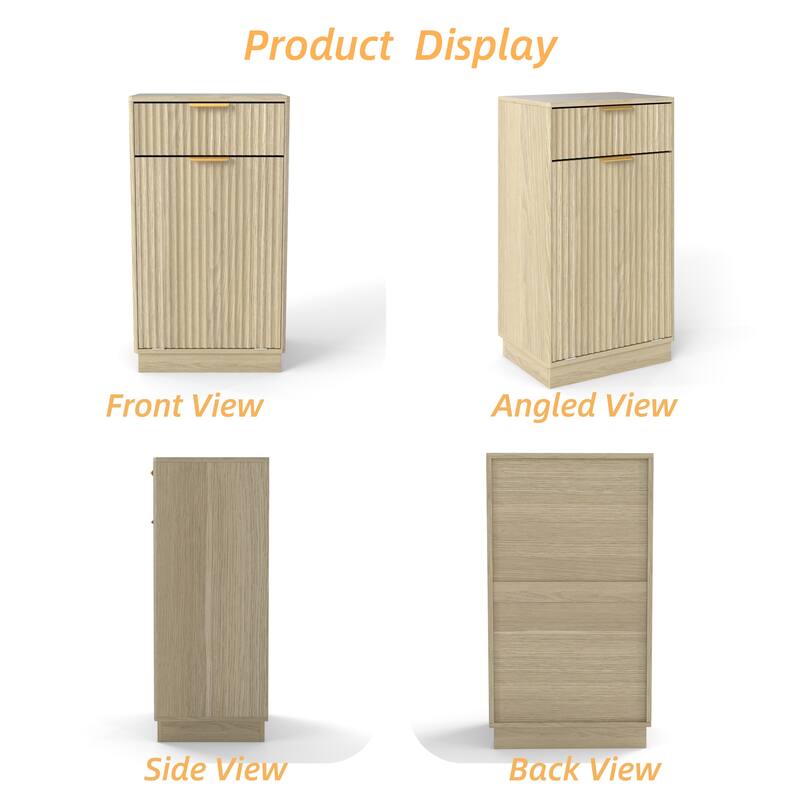 GDFStudio - Harper 13-Gallon Woodgrain Tilt-Out Cabinet with Textured Drawer & Hidden Waste Bin - 10-Gallon