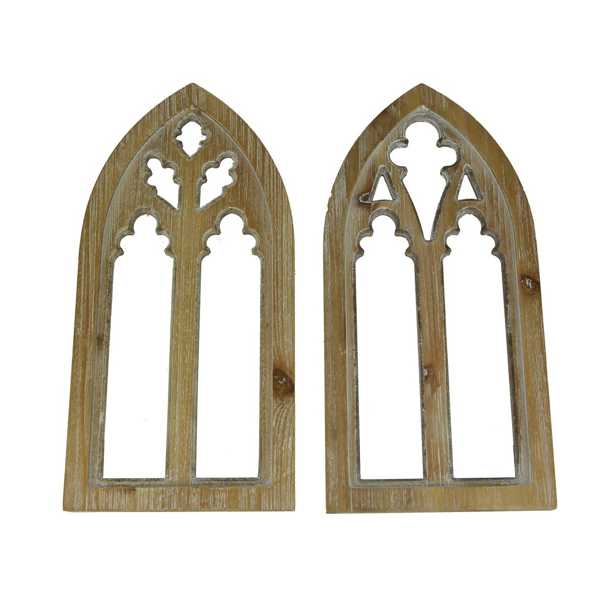 Shop Whitewashed Wood Gothic Arch Window Frame Wall Decor 2 Piece