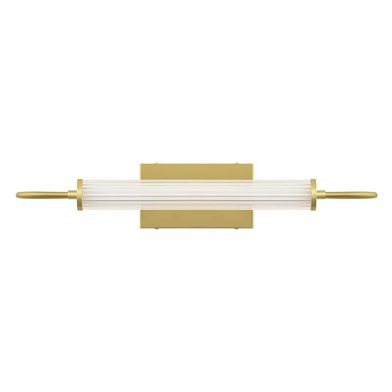 Modern Gold LED Wall Sconce with Cylinder Acrylic Shade Bathroom - W-23.85 in.
