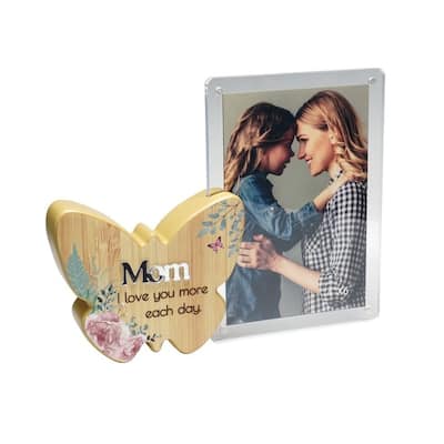 Butterfly With Text And Clear Photo Frame- Mom Photo Frame