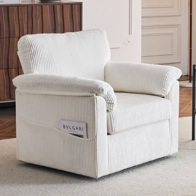 33" Corduroy Swivel Single Sofa Chair