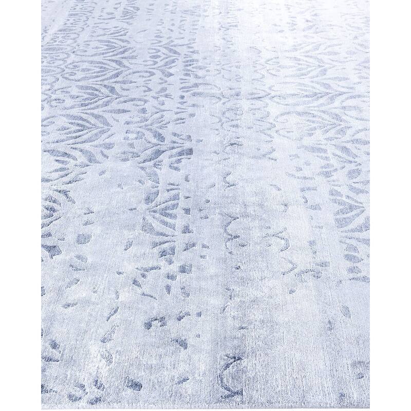 Modern One-of-a-Kind Hand-Knotted Area Rug, Blue - 8' 10" x 12' 0"