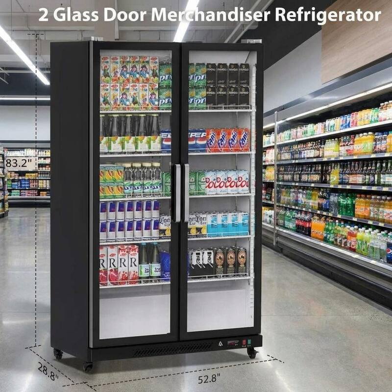 Commercial Display Refrigerator, With 2 Glass Doors and Led Lighting