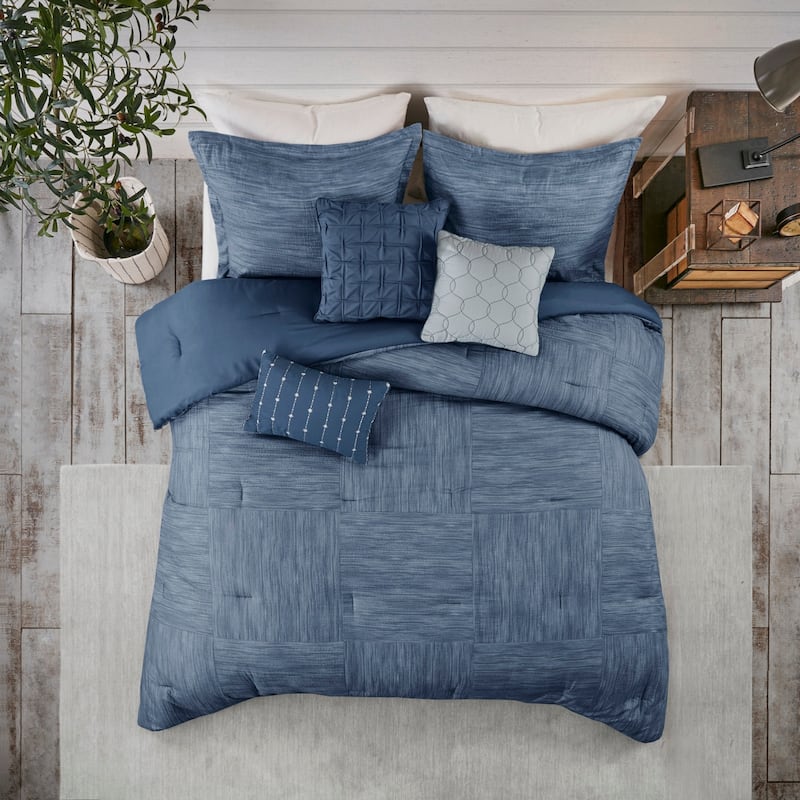 GDF Studio - Printed Seersucker Comforter Set with Decorative Pillows