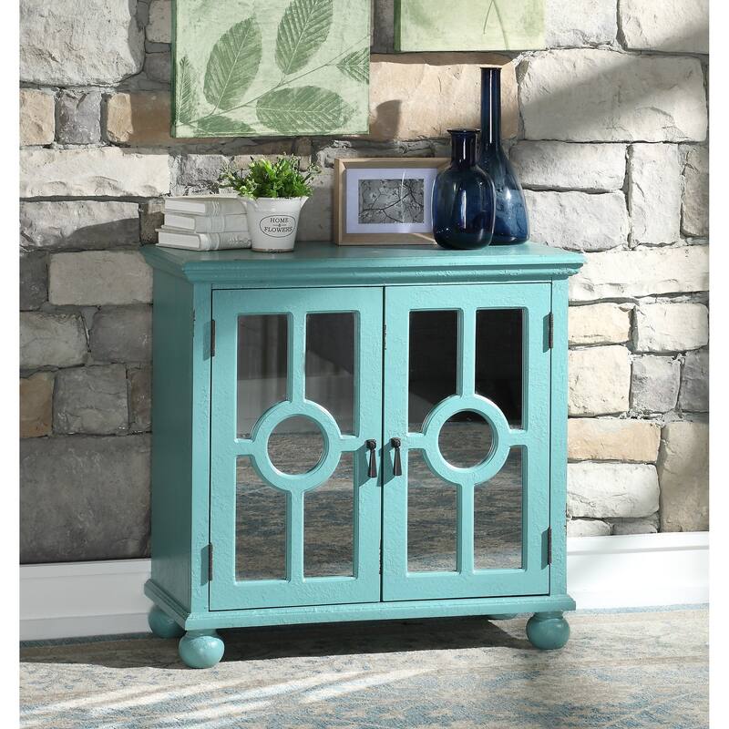 Modern Traditional Accent Chest with Mirror Doors Pulls Wooden