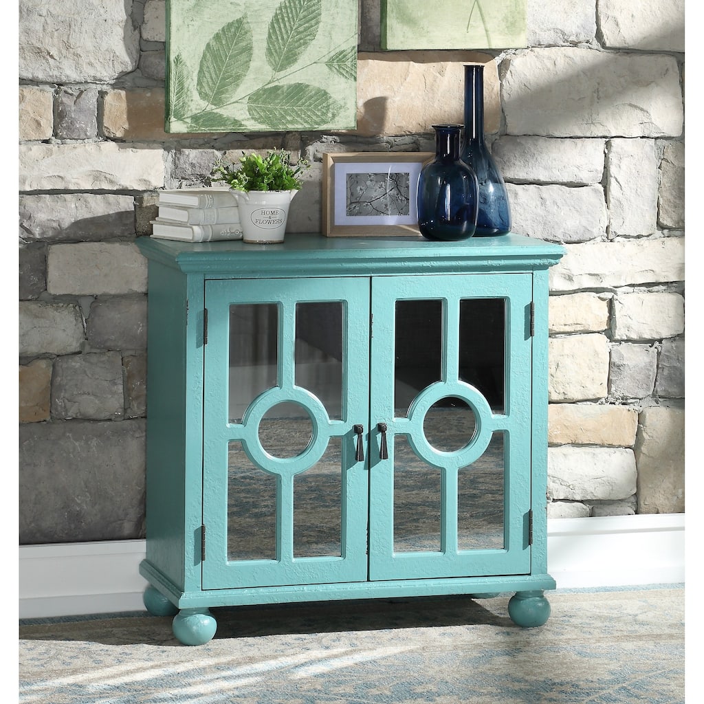 Modern Traditional Accent Chest with Mirror Doors Pulls Wooden