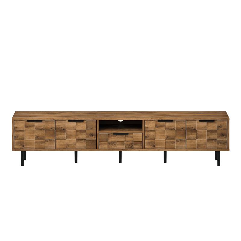 Modern Checkered Design TV Stand, Media Console, for 85/75/65-inch TVs with Storage, for Living Rooms
