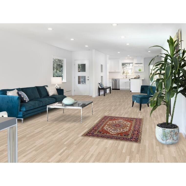 Ivory Geometric Heriz Serapi Indian Foyer Rug Hand-Knotted Wool Carpet - 3'0"x 4'11"