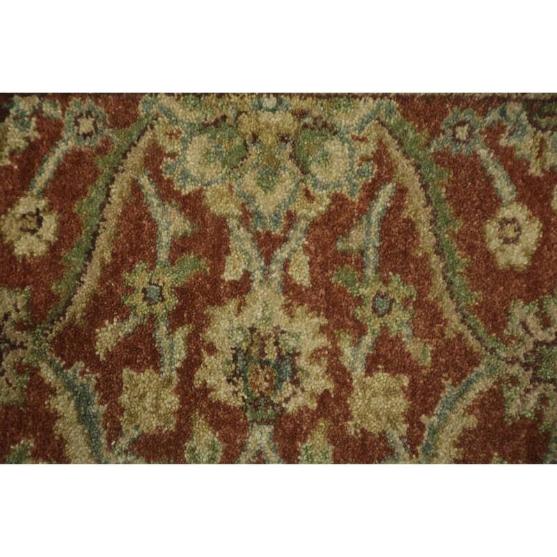 Hand Knotted Oriental 100% Wool Carpet Traditional All-Over Oranges & Rust Agra Runner Rug - 9' 6'' X 3' 0''