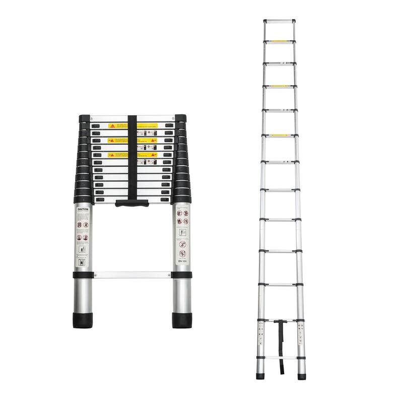 16.5FT Portable Multi-Purpose Aluminum Telescopic Extension Ladder - Black