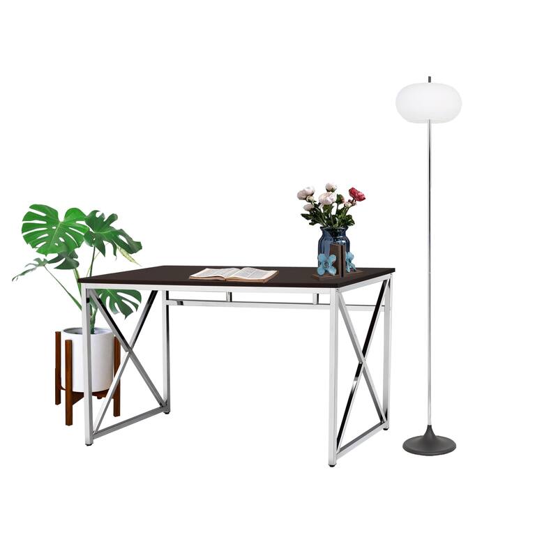 Madison Office Workspace Desk MDF/Chrome In Brown