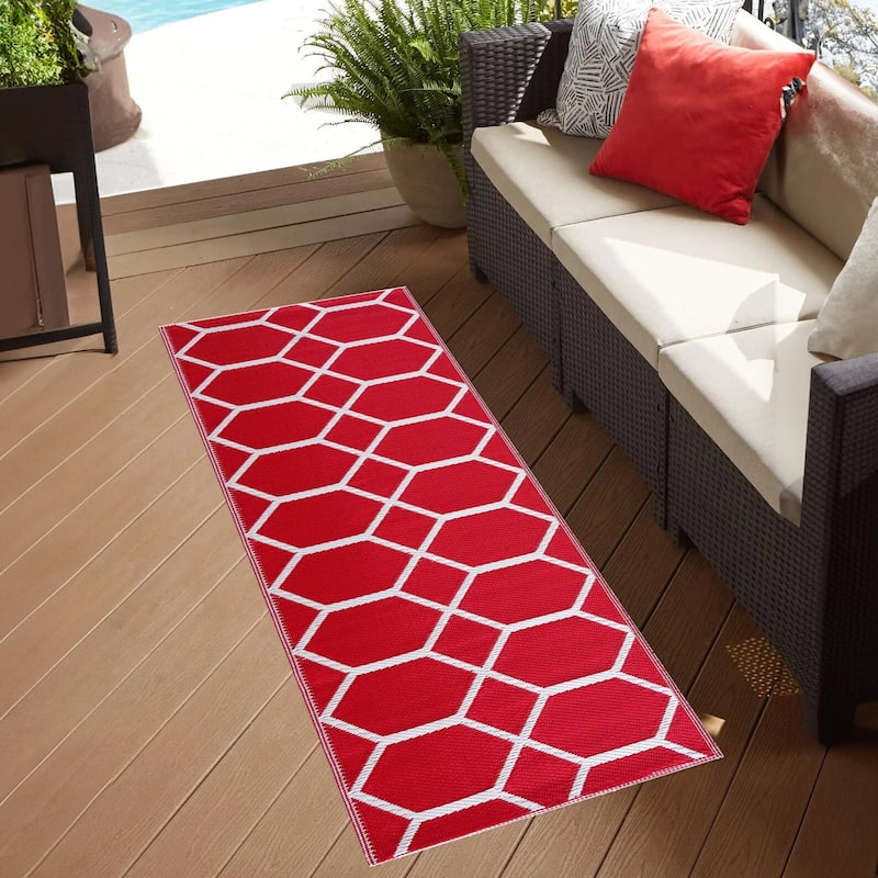 Playa Rug Outdoor Recycled Reversible Plastic Folded Mat/Rug Milan Collection Lightweight & Weather, Water and UV Resistant