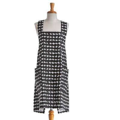 Dots Pinafore Cooking Baking Apron Cotton Machine Wash, One Size Fits Most