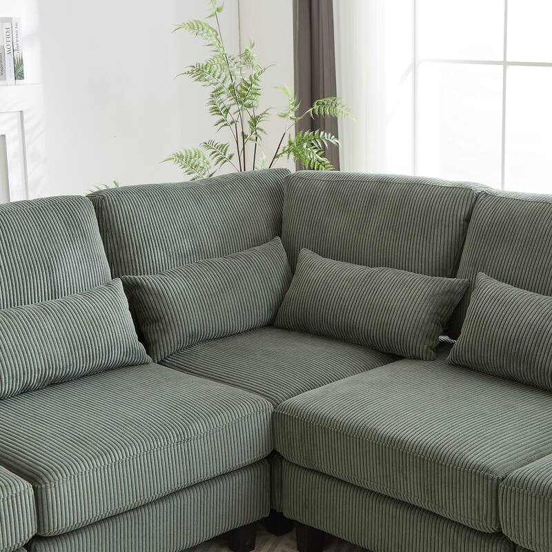 102.75" Corduroy L-Shaped Modular Sectional Sofa with Storage