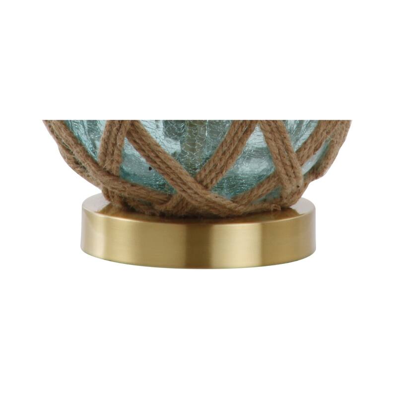 Logan 21.5" LED Glass/Rope Table Lamp, Brown/Aqua by JONATHAN Y