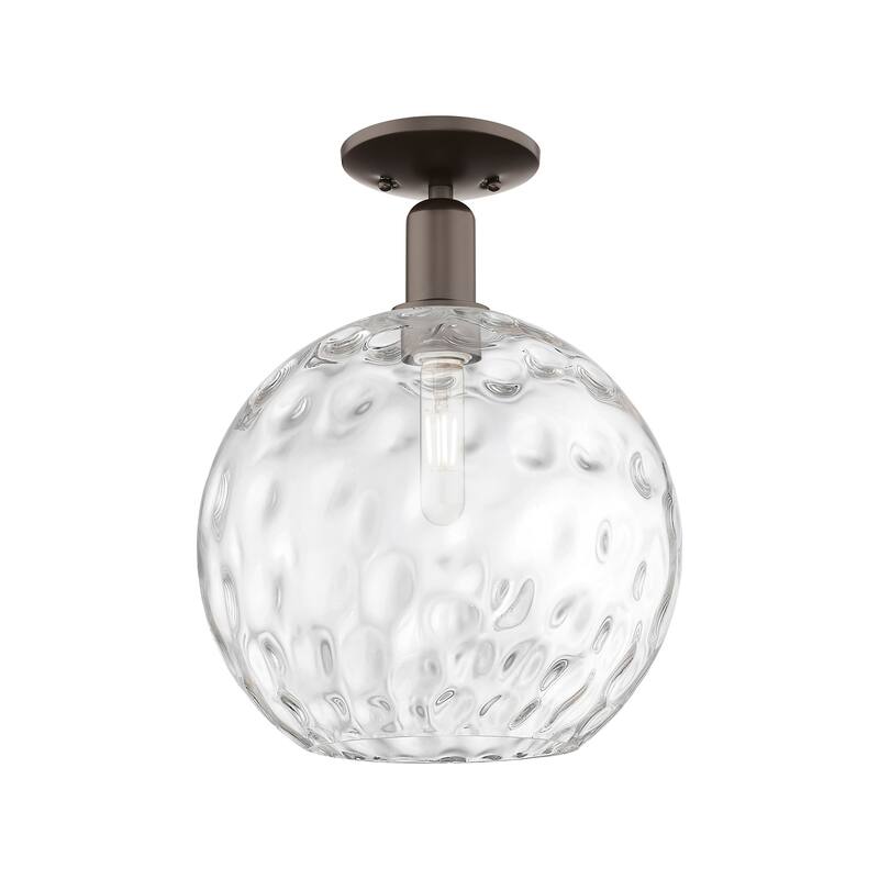 Innovations Lighting 716-1C-15-12 Athens Water Glass Semi-Flush Athens - Oil Rubbed Bronze / Clear Water Glass
