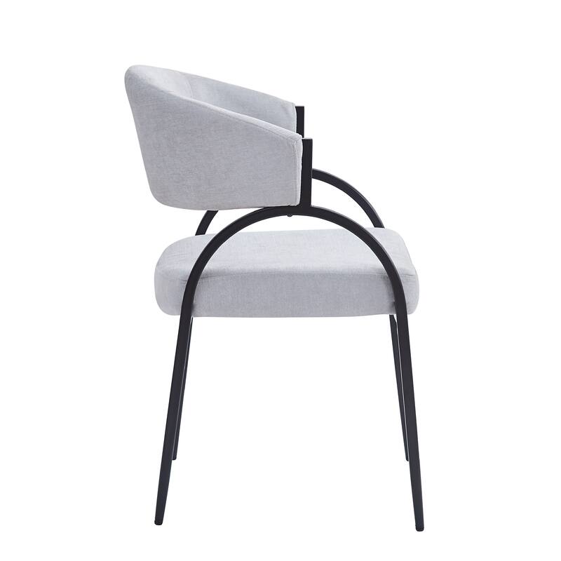 Modern Set of 2 Dining Chairs with Padded Backrest Seat, Metal Legs for Dining Room Living Room and Café