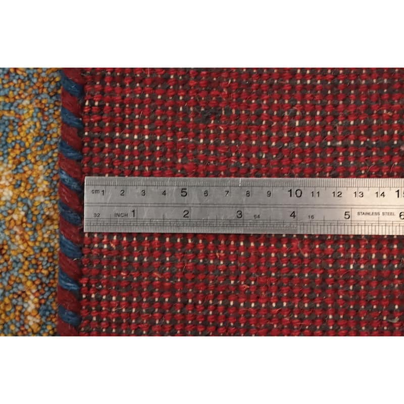 Hand Knotted Oriental 100% Wool Carpet Tribal Modern Red Gabbeh Area Rug - 7' 7'' X 5' 3''