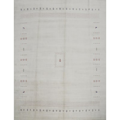 Hand Knotted Oriental 100% Wool Carpet Tribal Animal Pictorial Beige & Ivories Gabbeh Area Rug - 9' 8'' X 10' 0''