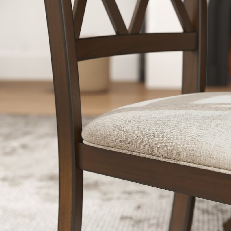 Roundhill Furniture Windvale Upholstered Cross-back Dining Chair, Set of 2