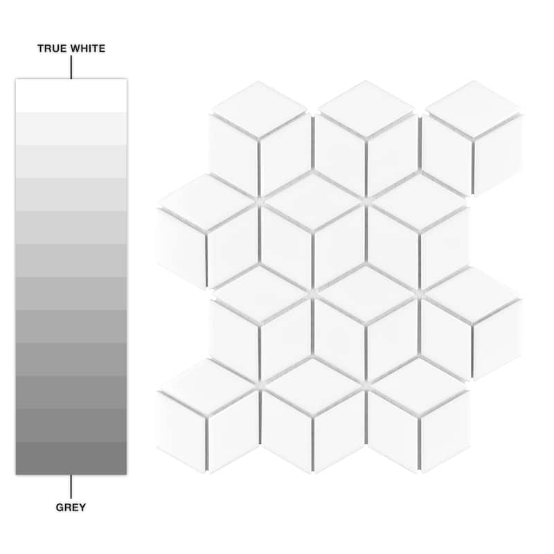 Merola Tile Metro Rhombus Glossy White 10-1/2" x 12-1/8" Porcelain Floor and Wall Tile