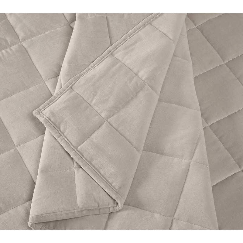 Brooklyn Loom Matte Cotton Velvet Box Stitch Quilt Set