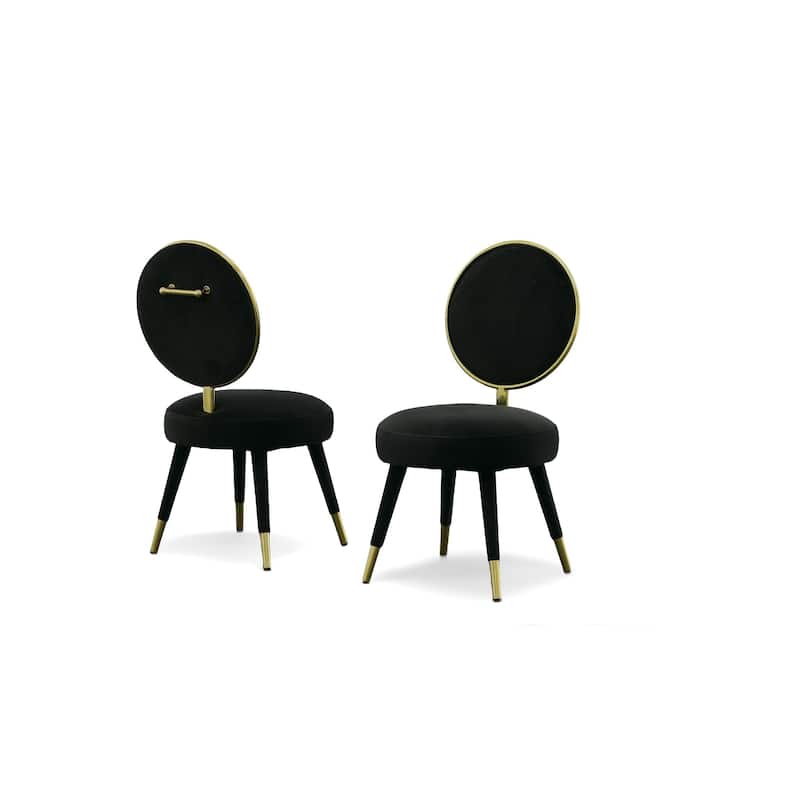 Modrest Haswell Glam Black Velvet Accent Chair (Set of 2)