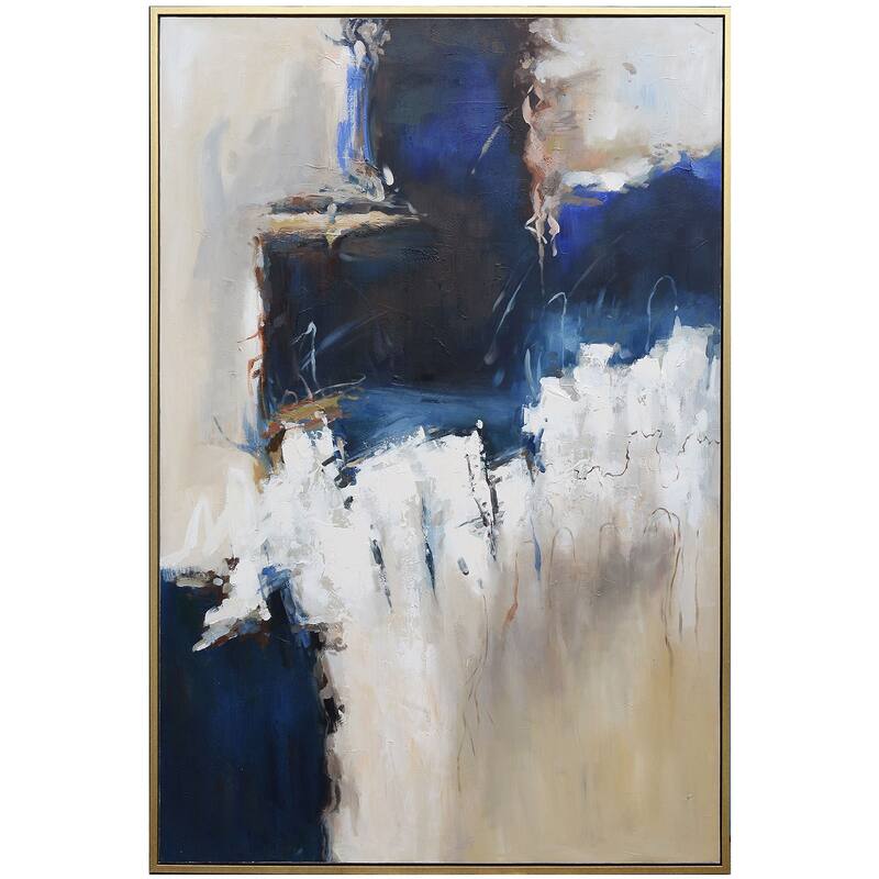 Harp & Finial - Atticus - Framed Hand Painted Canvas Art - 1.5 Inch Frame - Plastic - Gold