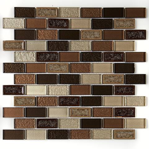 Crystal Shores 2X1 BrickJoint Mosaic Copper Coast - 12.75 x 11.75 - 12.75 x 11.75